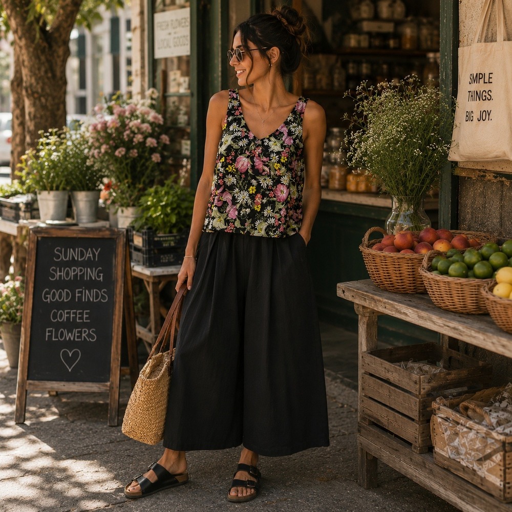 3.1 Phillip Lim Black Floral Silk‎ Sleeveless Crop Top Women's Size 2 Fairycore